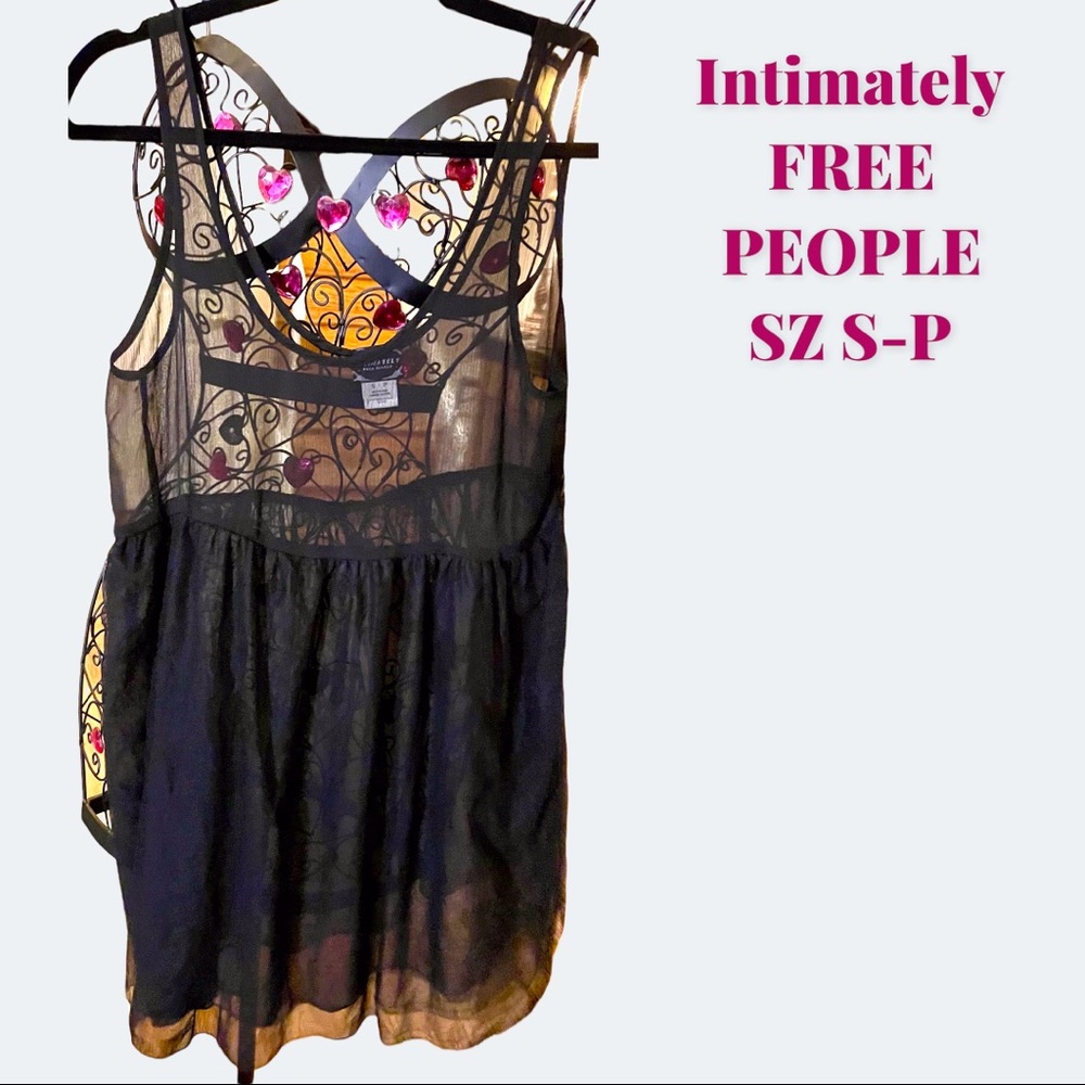 FREE PEOPLE INTIMATELY Sheer V-Neck Tank Dress with tiered bottom. SZ SM NWOT